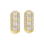 14K YELLOW GOLD 1.00CT ROUND/PRINCESS/BAGUETTE DIAMOND LADIES EARRINGS