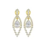 14K YELLOW GOLD 2.00CT ROUND/BAGUETTE/PEAR DIAMOND LADIES EARRINGS