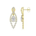 14K YELLOW GOLD 2.00CT ROUND/BAGUETTE/PEAR DIAMOND LADIES EARRINGS - Image 2