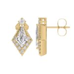 14K YELLOW GOLD 3/4CT ROUND/KITE STEP CUT DIAMOND LADIES EARRINGS - Image 2