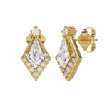 14K YELLOW GOLD 3/4CT ROUND/KITE STEP CUT DIAMOND LADIES EARRINGS - Image 3