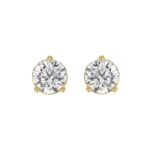 14K YELLOW GOLD 6.00CT ROUND DIAMOND SOLITAIRE EARRINGS (CENTER STONE ROUND DIAMOND 3CT)