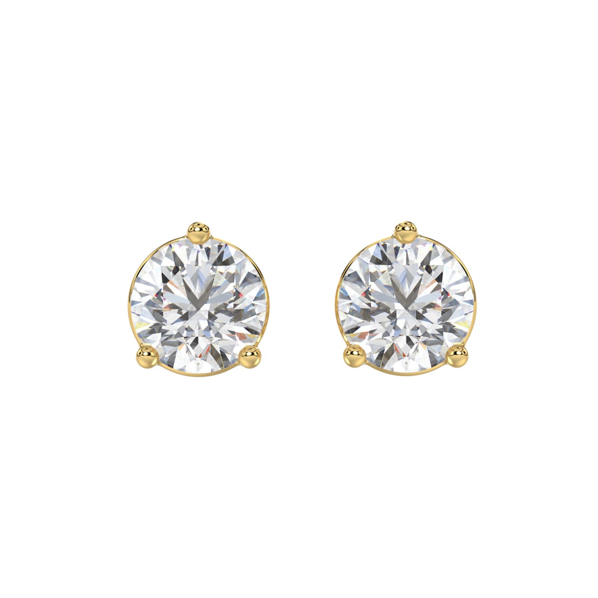 14K YELLOW GOLD 6.00CT ROUND DIAMOND SOLITAIRE EARRINGS (CENTER STONE ROUND DIAMOND 3CT) - Image 1