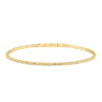 9K YELLOW GOLD 1/6CT ROUND DIAMOND LADIES BANGLE