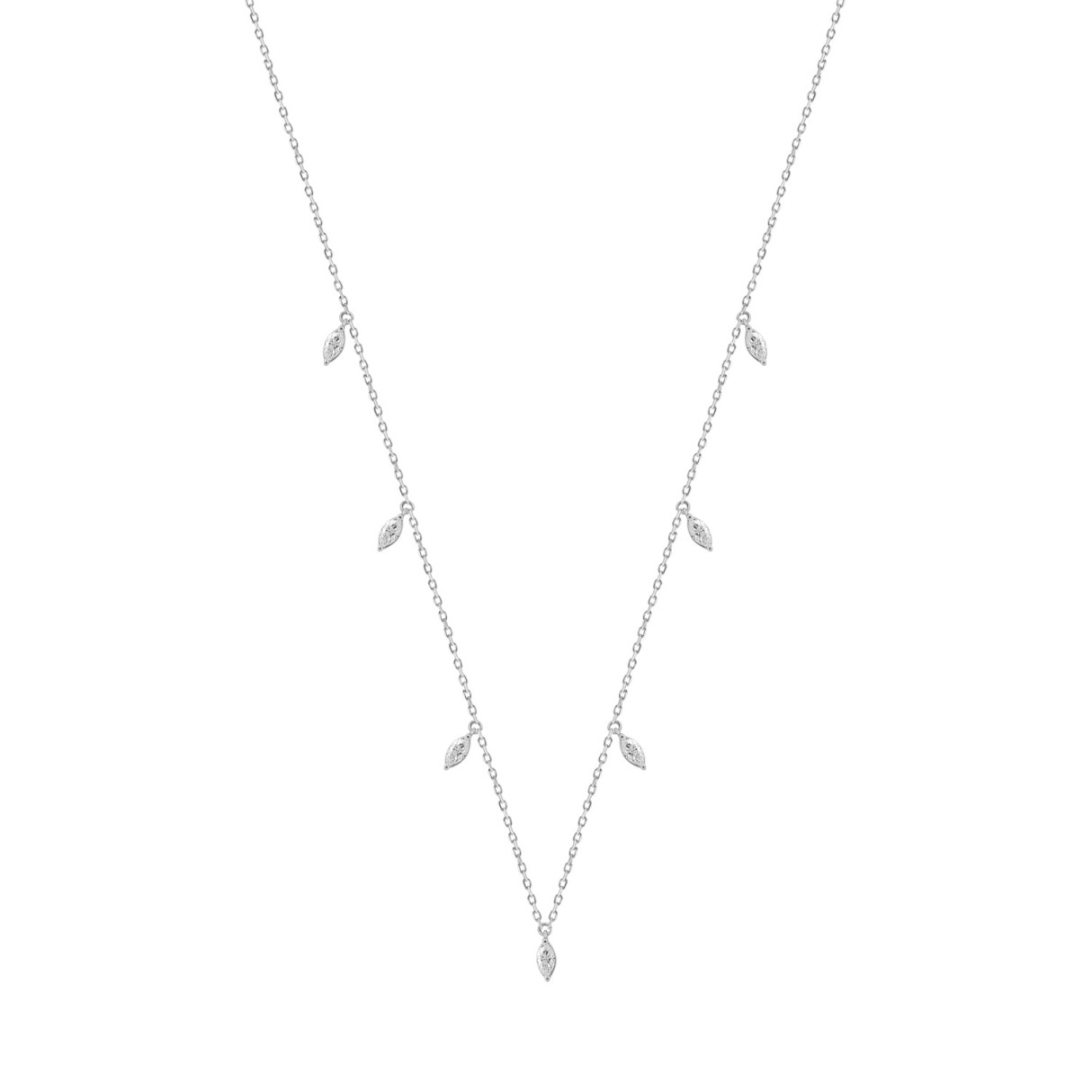 14K WHITE GOLD 1.00CT MARQUISE DIAMOND LADIES NECKLACE - Image 1