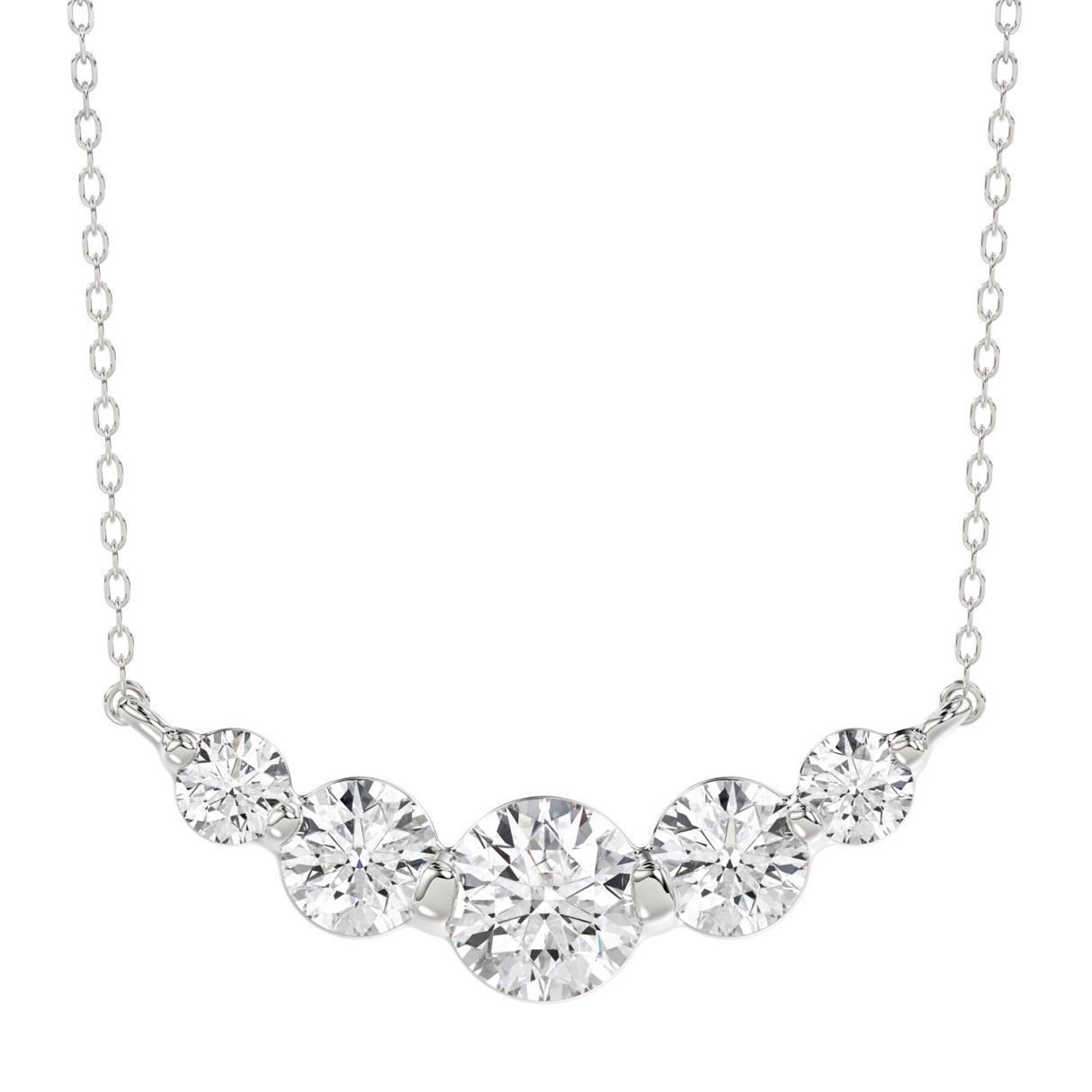 14K WHITE GOLD 1.00CT ROUND DIAMOND LADIES NECKLACE - Image 1