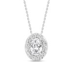 14K WHITE GOLD 1.00CT ROUND/OVAL DIAMOND LADIES PENDANT WITH CHAIN (CENTER STONE OVAL DIAMOND 3/4CT)