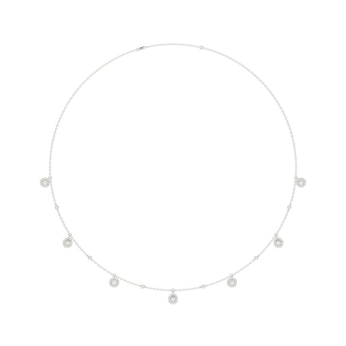 14K WHITE GOLD 1.00CT ROUND/PEAR DIAMOND LADIES NECKLACE - Image 1