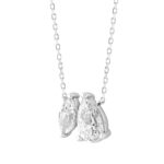 LADIES NECKLACE 1 1/2CT PEAR/MARQUISE DIAMOND 14K WHITE GOLD - Image 3
