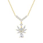 LADIES NECKLACE 3 3/4CT ROUND/PEAR/MARQUISE DIAMOND 14K YELLOW GOLD