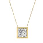 LADIES SOLITAIRE PENDANT 3CT PRINCESS DIAMOND 14K YELLOW GOLD