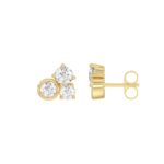 Classic 14K Yellow Gold  Round Lab Grown Diamond Ladies Fashion Earring 3/4Ct (Color F-G -Clarity Vs1/Vs2) - Image 2