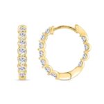 Elegant 3/4Ct Round Brilliant Diamond Hoop Earrings In 10K Yellow Gold - Everyday Fine Jewelry (Color F-G -Clarity Vs1/Vs2) - Image 2