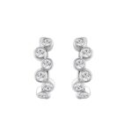 Elegant Ladies 10K White Gold 3/4Ct Round Lab Grown Diamond Fancy Hoop Earrings  (Color F-G -Clarity Vs1/Vs2)