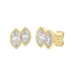 Elegant Ladies Earring 14K Collection Linked Hearts Yellow Gold 1.00CT Marquise Lab Grown Diamond (Color F-G -Clarity VS1/VS2) - Image 3