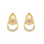 ETERNAL BLUSH COLLECTION LADIES EARRINGS 1/3CT ROUND DIAMOND 14K YELLOW GOLD (CENTER STONE PINK ROUND DIAMOND 1/5CT)