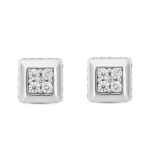 LADIES EARRINGS 1 1/2CT ROUND DIAMOND 14K WHITE GOLD