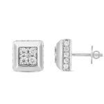 LADIES EARRINGS 1 1/2CT ROUND DIAMOND 14K WHITE GOLD - Image 3