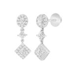 LADIES EARRINGS 1 3/4CT ROUND/OVAL/PRINCESS DIAMOND 14K WHITE GOLD - Image 3