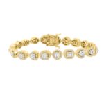 LADIES BRACELET 5 1/2CT ROUND/PEAR/EMERALD/HEART DIAMOND 14K YELLOW GOLD