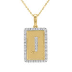 10K Yellow Gold letter 'J' Fashion Pendant With Chain - 0.20 CT Round Diamond Ladies Jewelry Gift