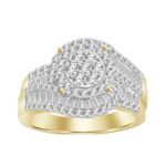 LADIES RING 1.00CT ROUND/BAGUETTE DIAMOND 10K YELLOW GOLD