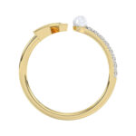 LADIES RING 0.10CT ROUND/PEARL DIAMOND 10K YELLOW GOLD - Image 2
