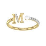 LADIES RING 0.10CT ROUND/PEARL DIAMOND 10K YELLOW GOLD