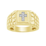 “Elegant Men’S Fashion Ring 0.10Ct Round Diamond Yellow Gold Luxury Statement Jewelry For Men
