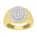10K Yellow Gold  Men's Diamond Fashion Ring 1.00 CT Round Cut Diamond