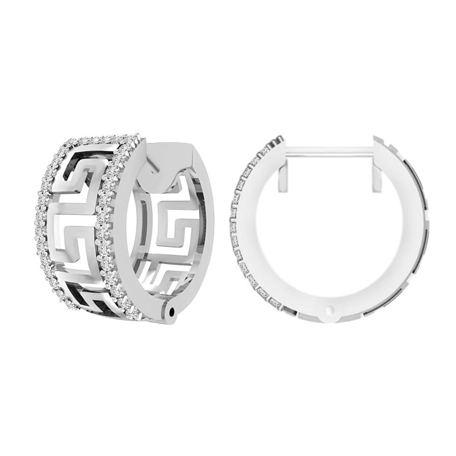 LADIES HUGGIES 0.20CT ROUND DIAMOND 10K WHITE GOLD - Image 1