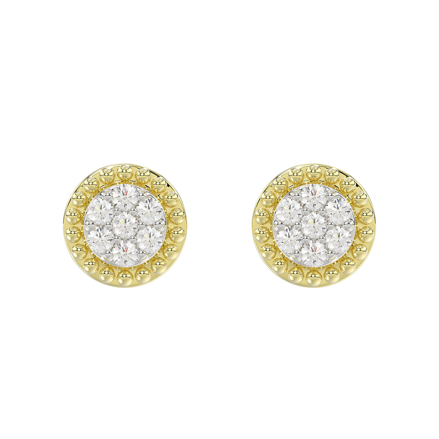 LADIES EARRINGS 0.20CT ROUND DIAMOND 14K YELLOW GOLD - Image 1