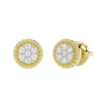 LADIES EARRINGS 0.20CT ROUND DIAMOND 14K YELLOW GOLD - Image 3
