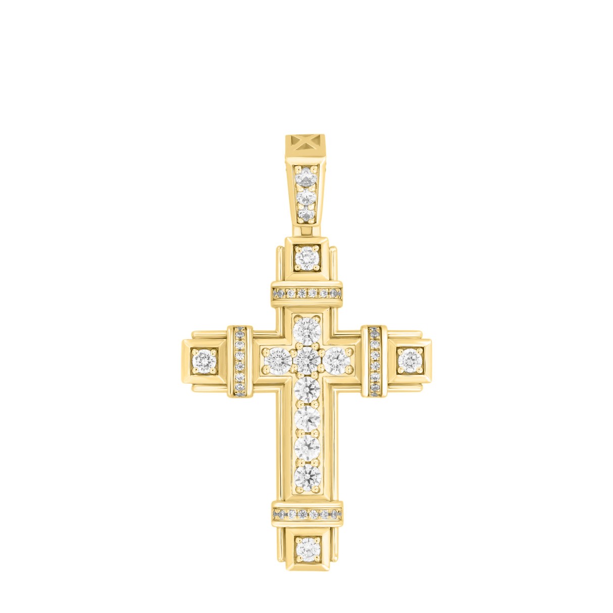 14K YELLOW GOLD 2 1/2CT ROUND DIAMOND MEN'S PENDANT - Image 1