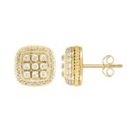 14K YELLOW GOLD 3 /4CT ROUND DIAMOND MEN'S EARRINGS - Image 2