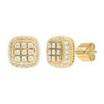 14K YELLOW GOLD 3 /4CT ROUND DIAMOND MEN'S EARRINGS - Image 3