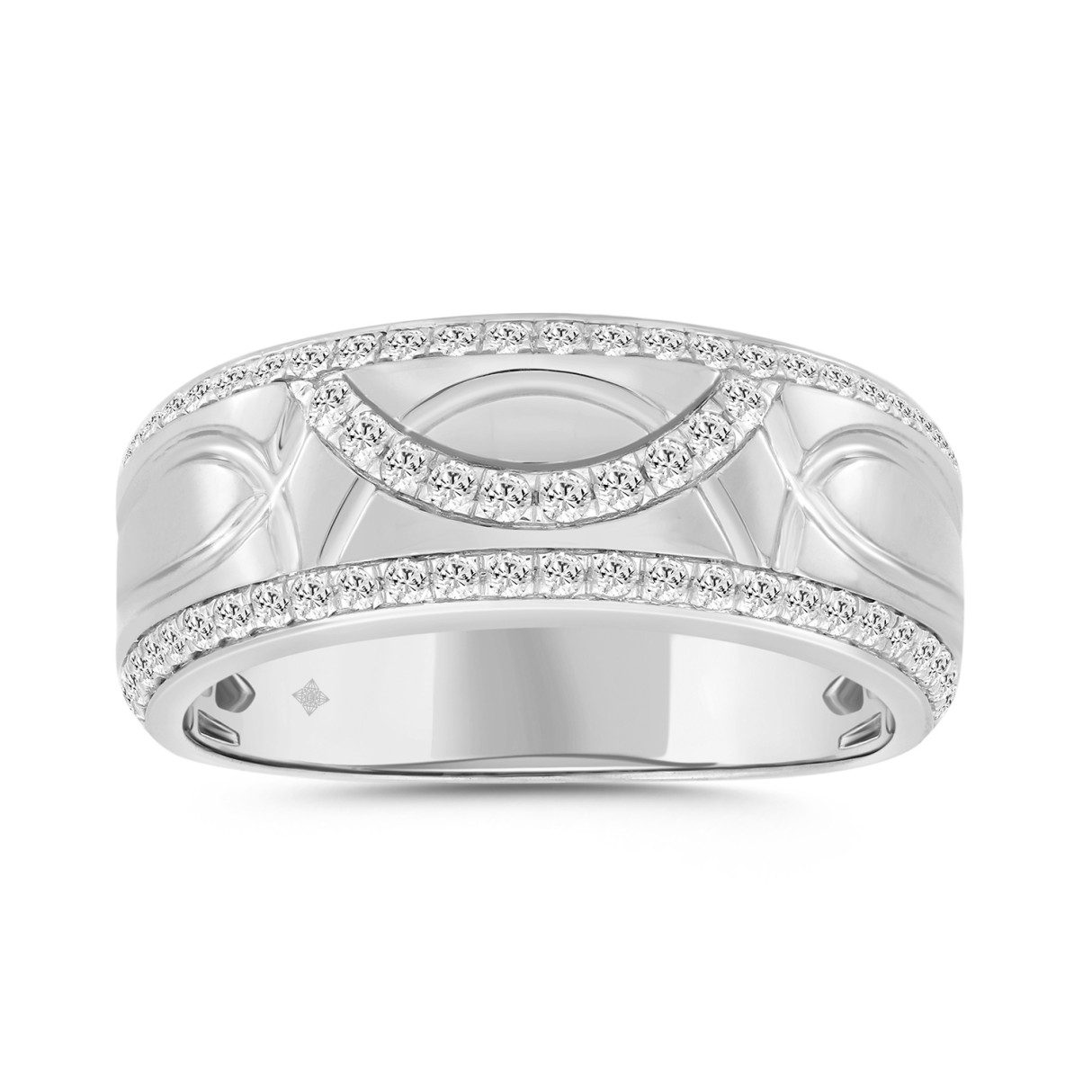 MEN'S BAND 1/2CT ROUND DIAMOND 14K WHITE GOLD - Image 1