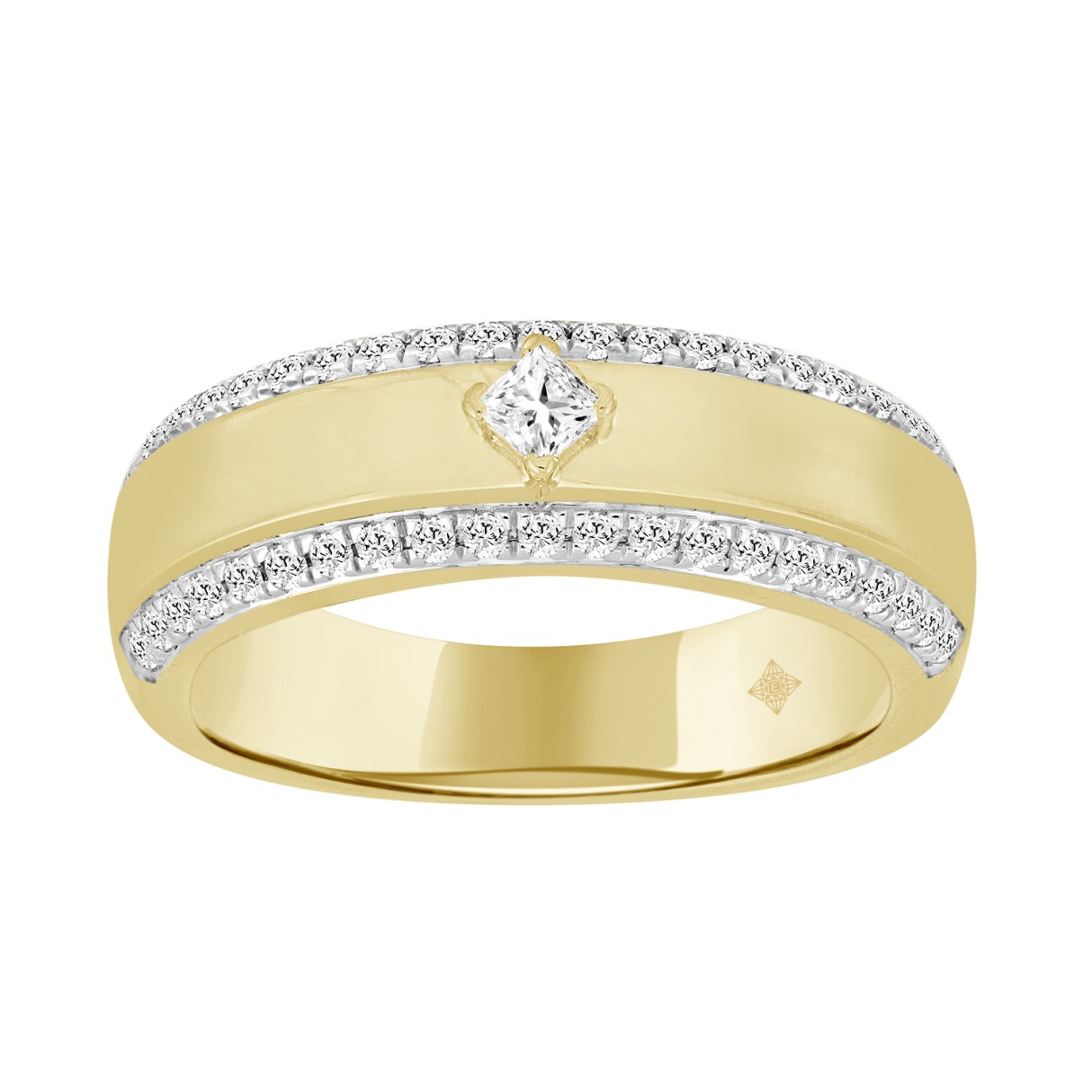 MEN'S BAND 1/2CT ROUND/PRINCESS DIAMOND 14K YELLOW GOLD - Image 1