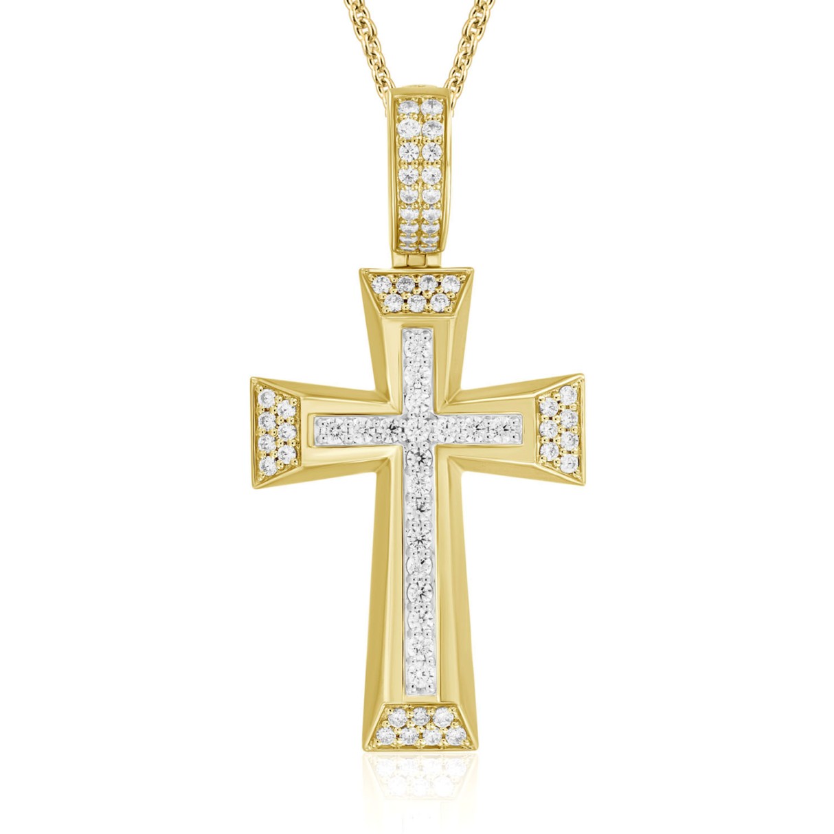 MEN'S CHARM PENDANT 1 1/4CT ROUND DIAMOND 14K YELLOW GOLD - Image 1