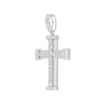 MEN'S CHARM PENDANT 3CT ROUND/EMERALD DIAMOND 14K WHITE GOLD - Image 3