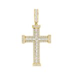 MEN'S CHARM PENDANT 3CT ROUND/EMERALD DIAMOND 14K YELLOW GOLD