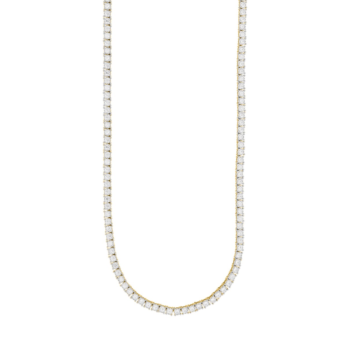 MEN'S NECKLACE 7CT ROUND DIAMOND 14K YELLOW GOLD - Image 1
