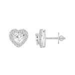 14K WHITE GOLD1 3/8CT ROUND / HEART DIAMOND LADIES EARRINGS (CENTER STONE HEART DIAMOND 1CT ) - Image 2