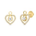 LADIES EARRINGS 1CT ROUND DIAMOND 14K YELLOW GOLD - Image 2