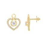 LADIES EARRINGS 1CT ROUND DIAMOND 14K YELLOW GOLD - Image 3