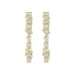 LADIES HOOP EARRINGS 2 1/2CT ROUND/EMERALD/MARQUISE DIAMOND 14K YELLOW GOLD