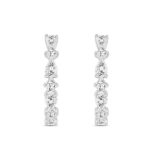 LADIES HOOP EARRINGS 2CT ROUND/PEAR DIAMOND 14K WHITE GOLD