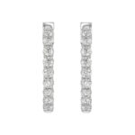 LADIES HOOP EARRINGS 3CT ROUND DIAMOND 14K WHITE GOLD - Image 3