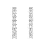 LADIES HOOP EARRINGS 9CT PRINCESS DIAMOND 14K WHITE GOLD