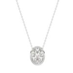 LADIES SOLITAIRE PENDANT 1CT OVAL DIAMOND 14K WHITE GOLD WITH CHAIN